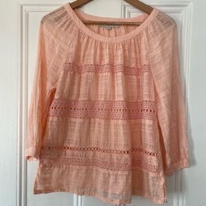 LOFT Coral Lace Accent Blouse